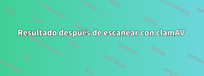 Resultado después de escanear con clamAV