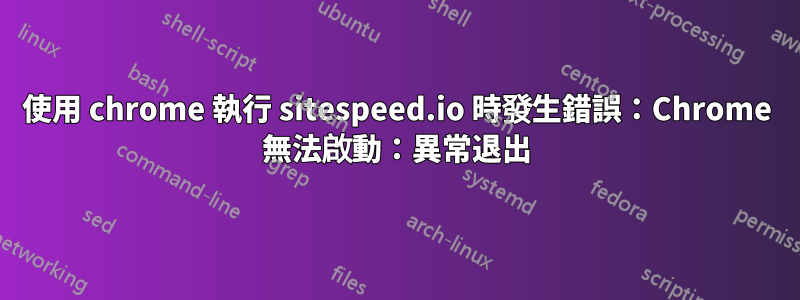 使用 chrome 執行 sitespeed.io 時發生錯誤：Chrome 無法啟動：異常退出