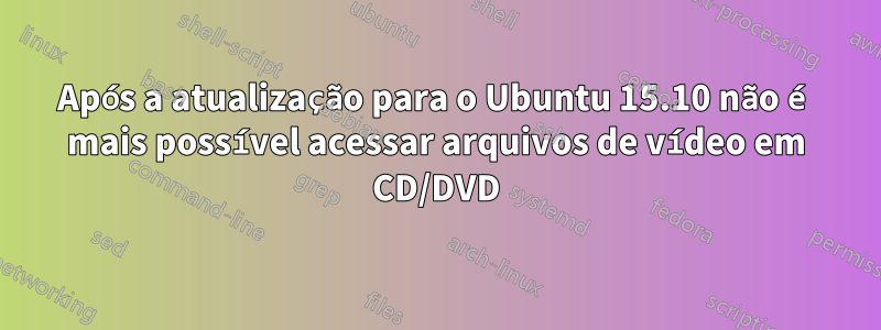 Após a atualização para o Ubuntu 15.10 não é mais possível acessar arquivos de vídeo em CD/DVD