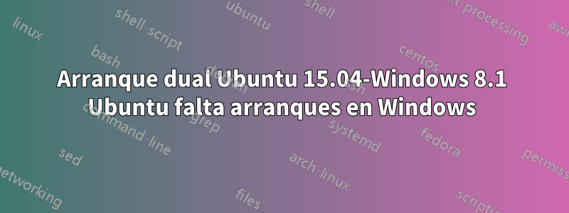 Arranque dual Ubuntu 15.04-Windows 8.1 Ubuntu falta arranques en Windows