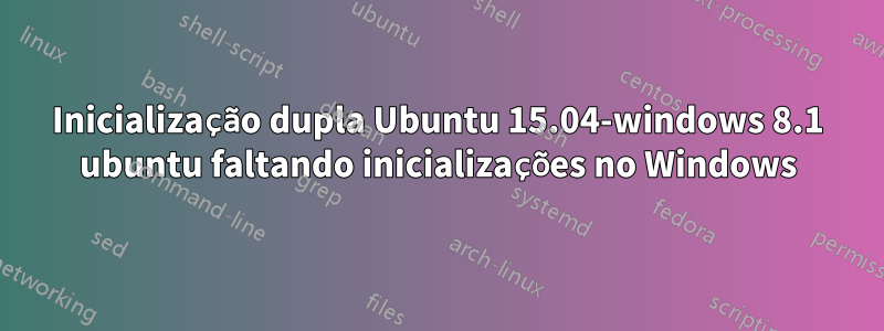 Inicialização dupla Ubuntu 15.04-windows 8.1 ubuntu faltando inicializações no Windows