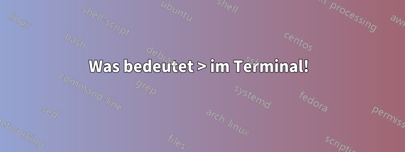 Was bedeutet > im Terminal! 