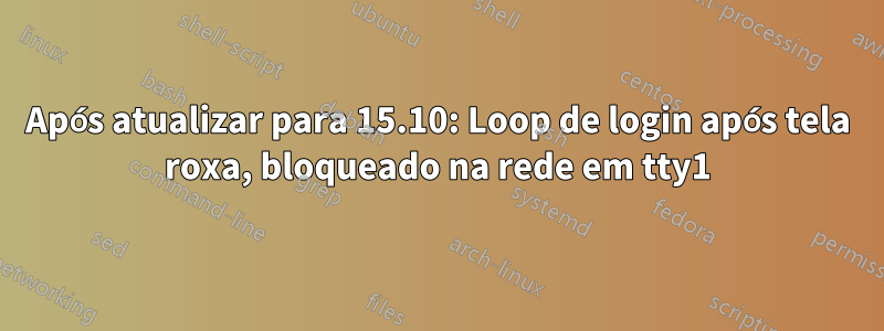 Após atualizar para 15.10: Loop de login após tela roxa, bloqueado na rede em tty1