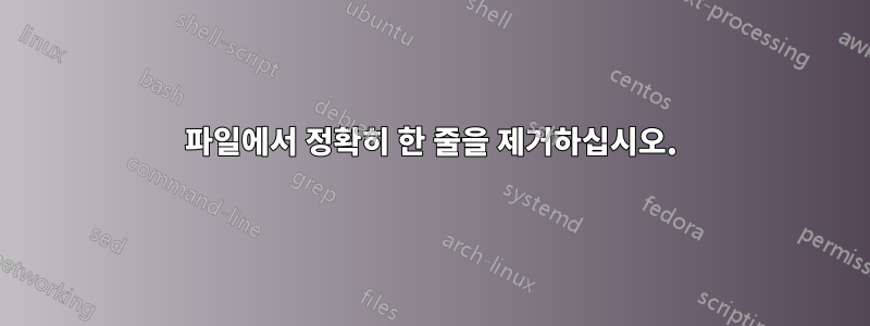 파일에서 정확히 한 줄을 제거하십시오.