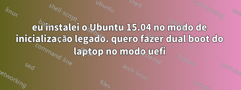 eu instalei o Ubuntu 15.04 no modo de inicialização legado. quero fazer dual boot do laptop no modo uefi