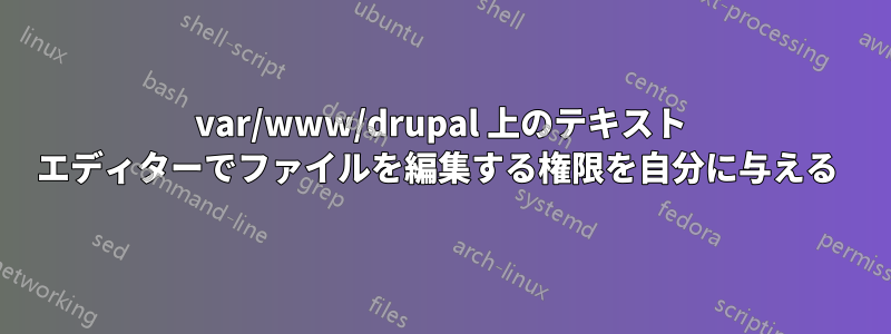 var/www/drupal 上のテキスト エディターでファイルを編集する権限を自分に与える 