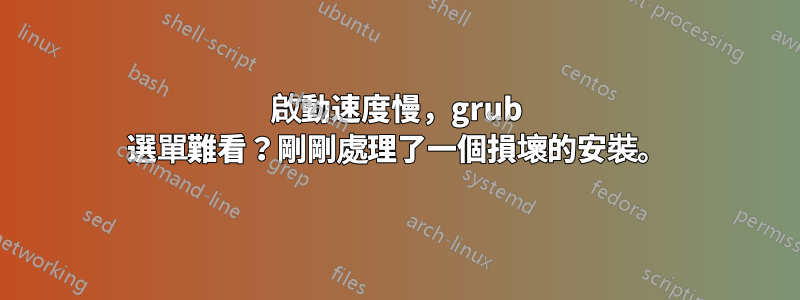 啟動速度慢，grub 選單難看？剛剛處理了一個損壞的安裝。