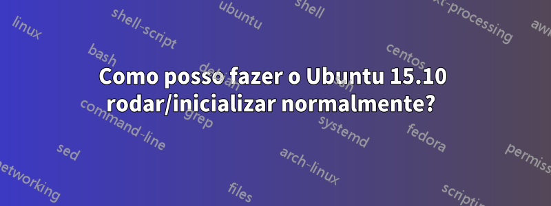 Como posso fazer o Ubuntu 15.10 rodar/inicializar normalmente? 