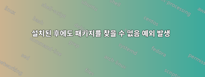 설치된 후에도 패키지를 찾을 수 없음 예외 발생 