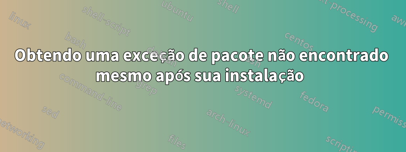 Obtendo uma exceção de pacote não encontrado mesmo após sua instalação 