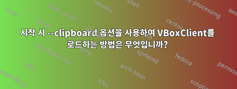 시작 시 --clipboard 옵션을 사용하여 VBoxClient를 로드하는 방법은 무엇입니까?