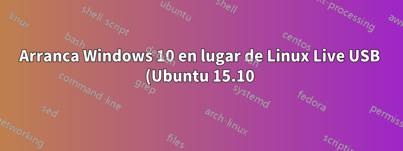 Arranca Windows 10 en lugar de Linux Live USB (Ubuntu 15.10): Ubuntu instalado y eliminado previamente (GRUB no funciona)