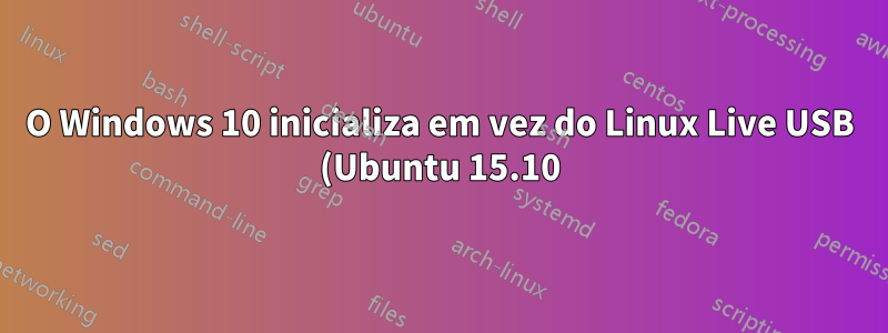 O Windows 10 inicializa em vez do Linux Live USB (Ubuntu 15.10) - Ubuntu instalado e excluído anteriormente (GRUB não está funcionando)