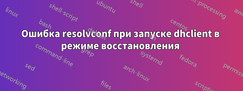 Ошибка resolvconf при запуске dhclient в режиме восстановления