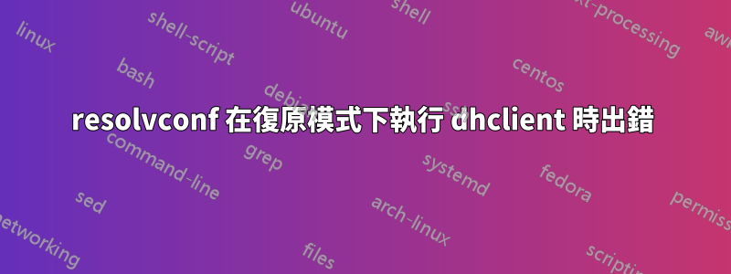 resolvconf 在復原模式下執行 dhclient 時出錯