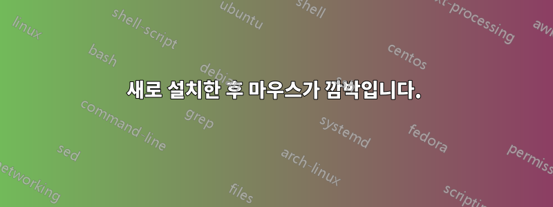 새로 설치한 후 마우스가 깜박입니다.