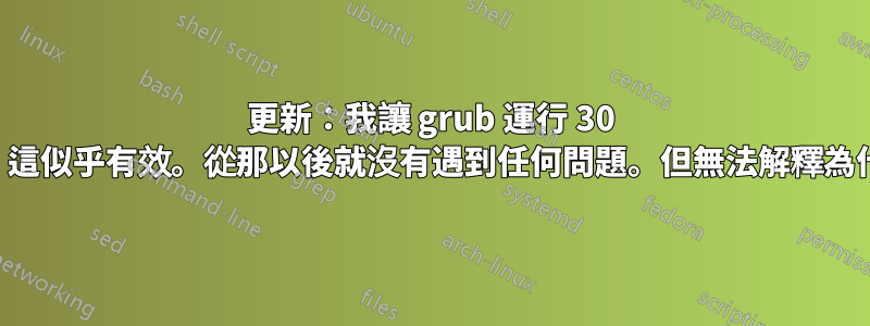 更新：我讓 grub 運行 30 秒自動啟動，這似乎有效。從那以後就沒有遇到任何問題。但無法解釋為什麼它有效！