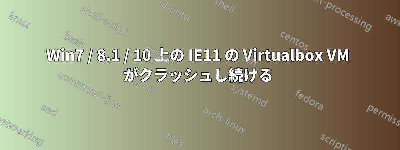 Win7 / 8.1 / 10 上の IE11 の Virtualbox VM がクラッシュし続ける