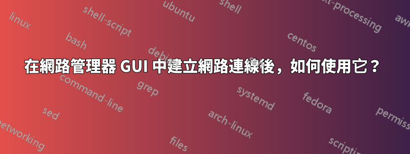 在網路管理器 GUI 中建立網路連線後，如何使用它？