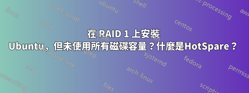 在 RAID 1 上安裝 Ubuntu，但未使用所有磁碟容量？什麼是HotSpare？