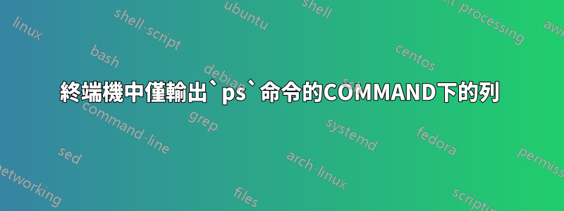 終端機中僅輸出`ps`命令的COMMAND下的列