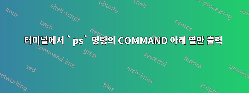 터미널에서 `ps` 명령의 COMMAND 아래 열만 출력