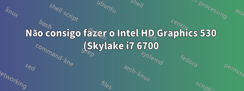 Não consigo fazer o Intel HD Graphics 530 (Skylake i7 6700) funcionar