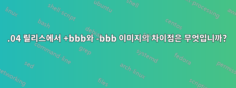 15.04 릴리스에서 +bbb와 -bbb 이미지의 차이점은 무엇입니까?