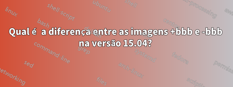Qual é a diferença entre as imagens +bbb e -bbb na versão 15.04?