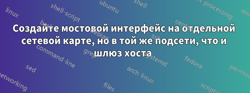 Создайте мостовой интерфейс на отдельной сетевой карте, но в той же подсети, что и шлюз хоста