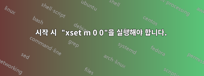 시작 시 "xset m 0 0"을 실행해야 합니다.