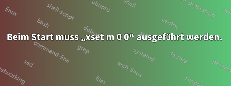 Beim Start muss „xset m 0 0“ ausgeführt werden.