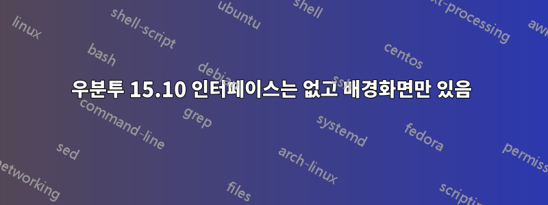 우분투 15.10 인터페이스는 없고 배경화면만 있음