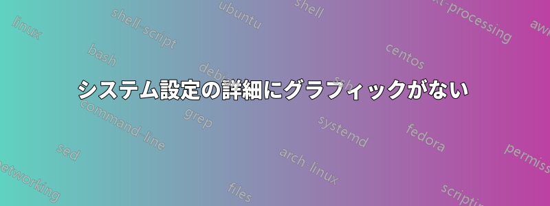 システム設定の詳細にグラフィックがない