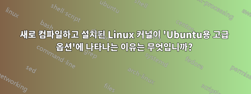 새로 컴파일하고 설치된 Linux 커널이 'Ubuntu용 고급 옵션'에 나타나는 이유는 무엇입니까?