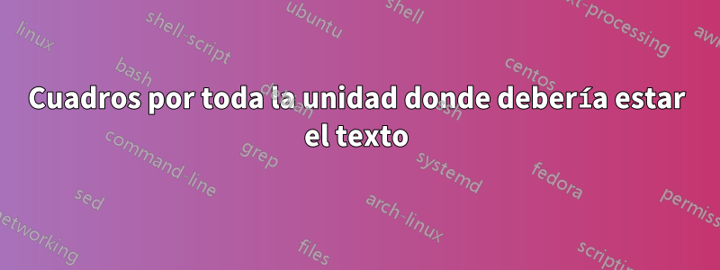 Cuadros por toda la unidad donde debería estar el texto