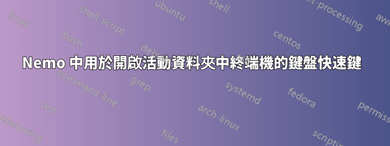 Nemo 中用於開啟活動資料夾中終端機的鍵盤快速鍵 