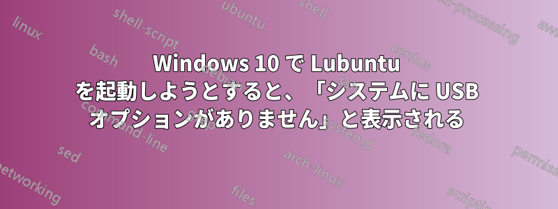 Windows 10 で Lubuntu を起動しようとすると、「システムに USB オプションがありません」と表示される