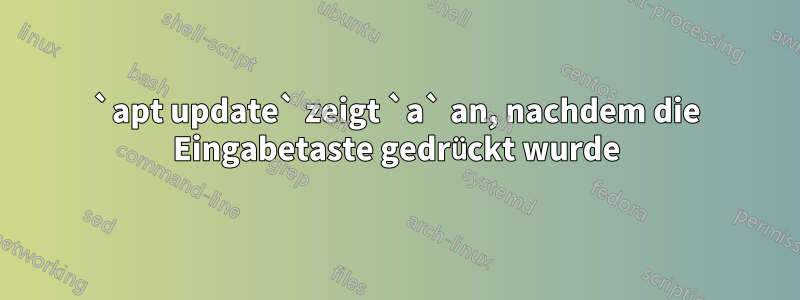 `apt update` zeigt `a` an, nachdem die Eingabetaste gedrückt wurde