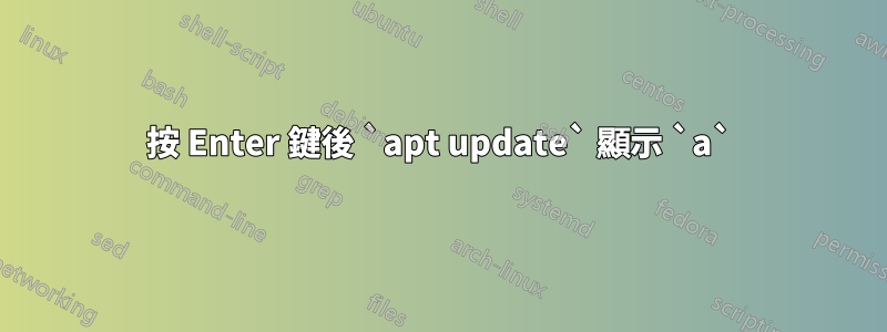 按 Enter 鍵後 `apt update` 顯示 `a`