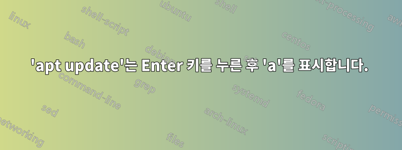 'apt update'는 Enter 키를 누른 후 'a'를 표시합니다.