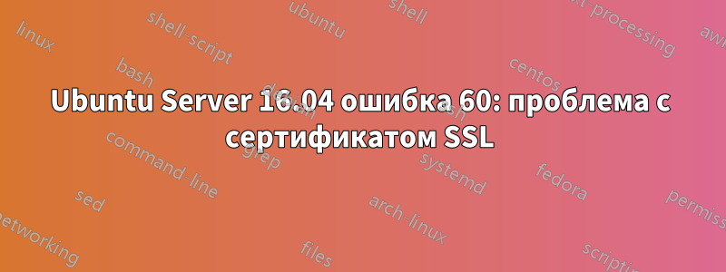 Ubuntu Server 16.04 ошибка 60: проблема с сертификатом SSL