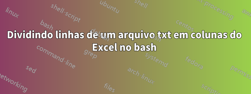 Dividindo linhas de um arquivo txt em colunas do Excel no bash