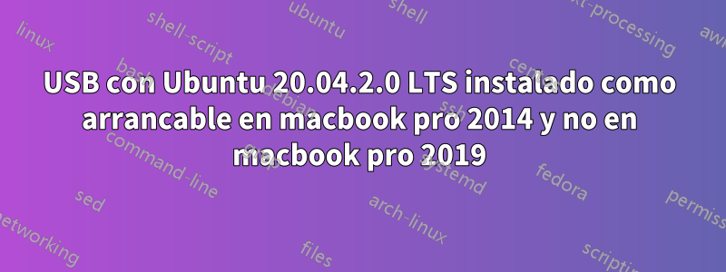 USB con Ubuntu 20.04.2.0 LTS instalado como arrancable en macbook pro 2014 y no en macbook pro 2019