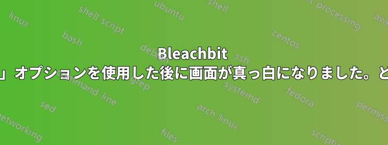 Bleachbit の「ディスク領域をクリア」オプションを使用した後に画面が真っ白になりました。どうすれば回復できますか?