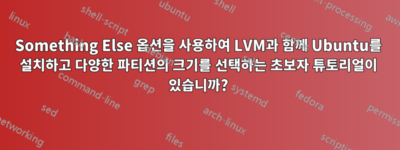 Something Else 옵션을 사용하여 LVM과 함께 Ubuntu를 설치하고 다양한 파티션의 크기를 선택하는 초보자 튜토리얼이 있습니까?