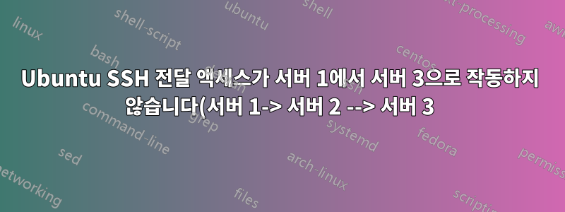 Ubuntu SSH 전달 액세스가 서버 1에서 서버 3으로 작동하지 않습니다(서버 1-> 서버 2 --> 서버 3).