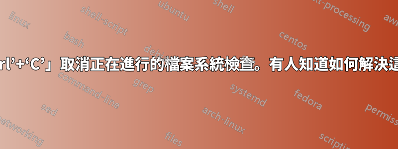 顯示「按‘Ctrl’+‘C’」取消正在進行的檔案系統檢查。有人知道如何解決這個問題嗎？