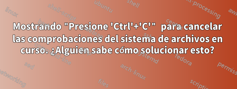 Mostrando "Presione 'Ctrl'+'C'" para cancelar las comprobaciones del sistema de archivos en curso. ¿Alguien sabe cómo solucionar esto?