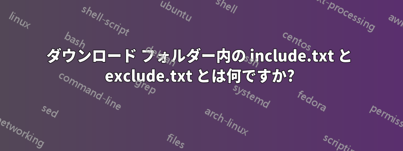 ダウンロード フォルダー内の include.txt と exclude.txt とは何ですか?